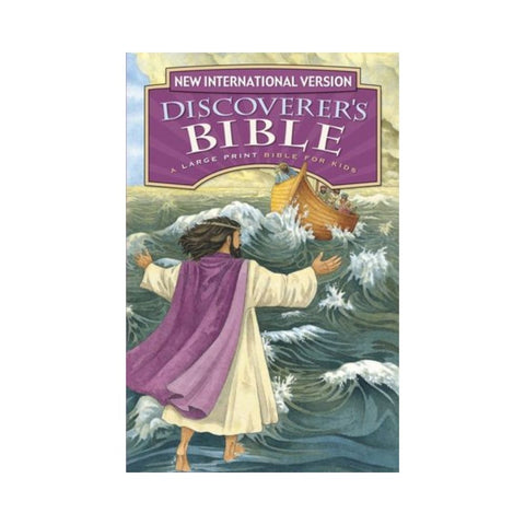 Cover of the New International Version Discoverer's Bible with a illustration of Jesus calming the storm.