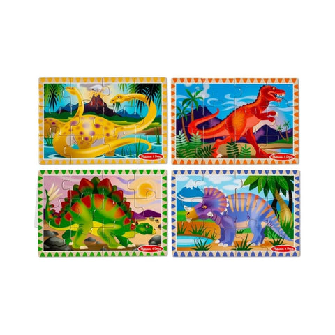 Melissa & Doug - Dinosaurs 4 in 1 Wooden Jigsaw Puzzles In A Box 12pc