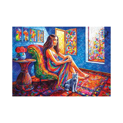 Woman With Cat 1000 pieces