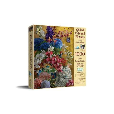  Gilded Cats and Flowers 1000 piece puzzle