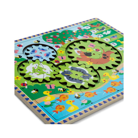 Melissa & Doug - Wooden Animal Chase Gear Puzzle