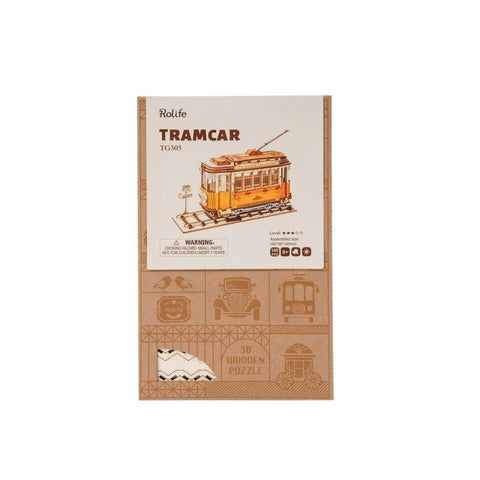 Robotime - Rolife Retro Tramcar TG505 - Modern 3D Wooden Puzzle