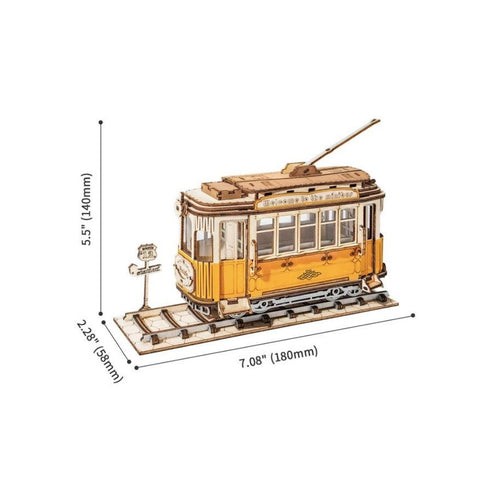 Robotime - Rolife Retro Tramcar TG505 - Modern 3D Wooden Puzzle