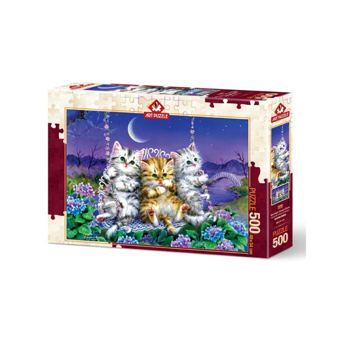 Art Puzzle - Moonlight Swing Kittens 500pc Puzzle