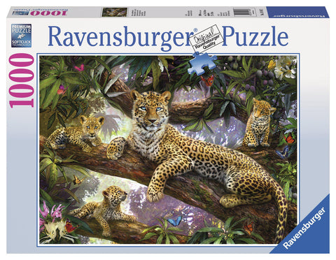 Ravensburger 1000 pc Puzzle Leopard Family-Ravensburger-booksrusandmore